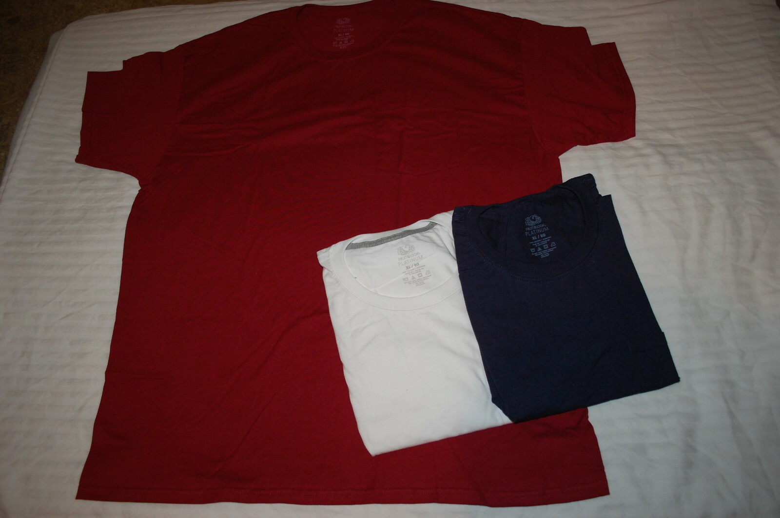 Mens 3 LOT S/S T-SHIRT Chest Pocket MAROON, WHITE, NAVY BLUE Solid 3XL 54-56