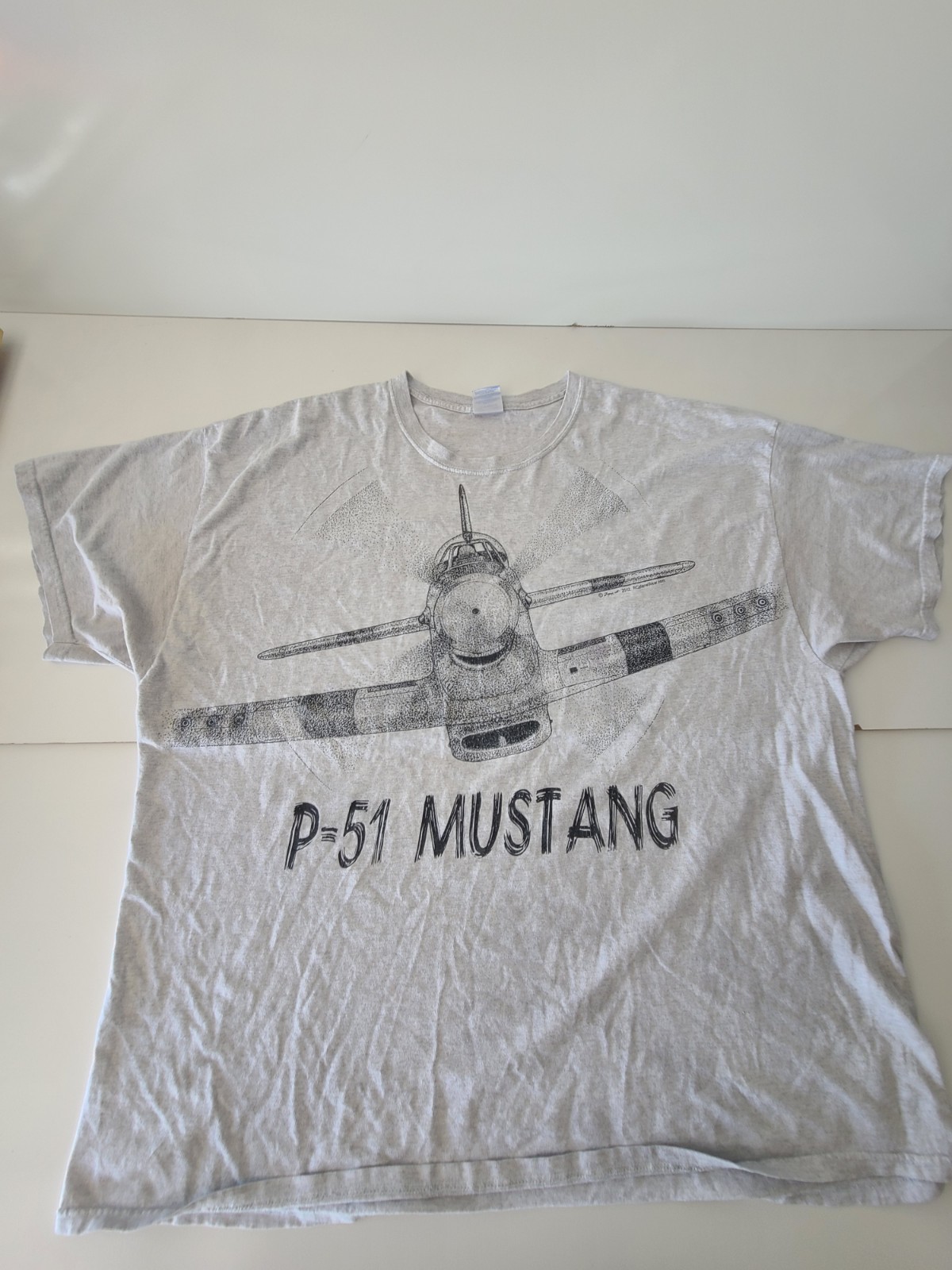 P-51 Mustang Airplane Shirt Men 3XL Gray WWII Fighter Aircraft Aviation Graphic