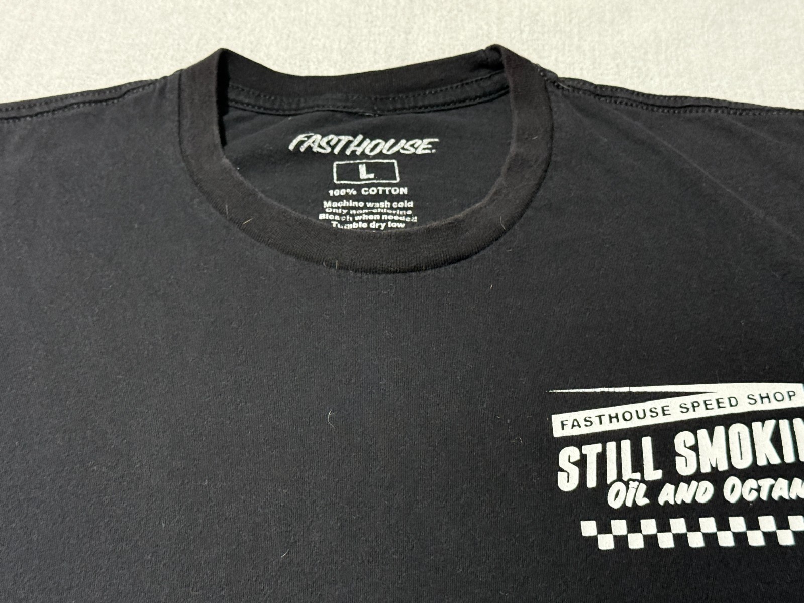 FASTHOUSE – Men’s Short Sleeve L – LARGE – Black – FAST HOUSE F/H – Still Smokin