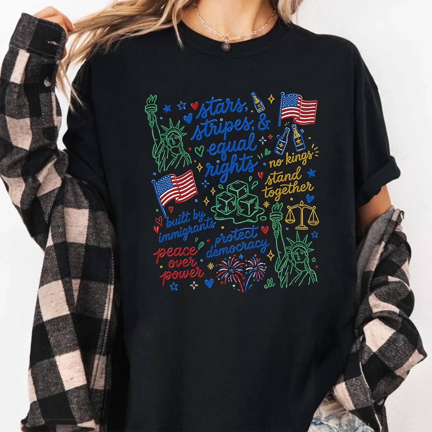 Liberal 4th of July Shirt, Doodle USA Political Tee