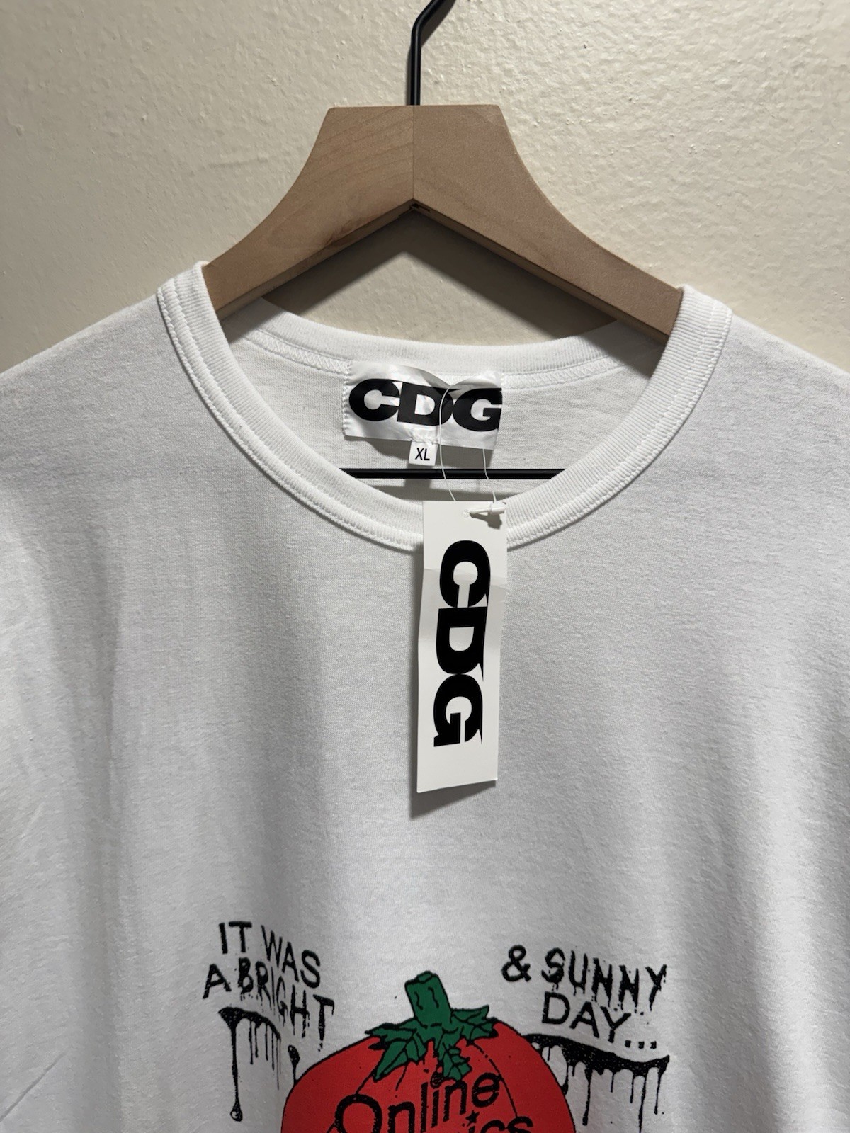 20AW CDG x Online Ceramics Collaboration White Graphic Print T-Shirt XL SZ-T048