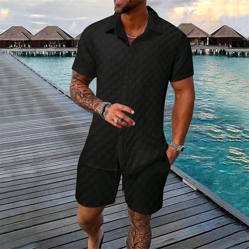 Men’s Summer T-Shirt Shorts Set Casual Solid 2 Piece Outfit S-3XL