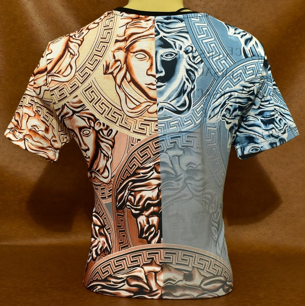 Versace Men’s Medusa Multicolor Greek Key Graphic Short Sleeve Tee Size L