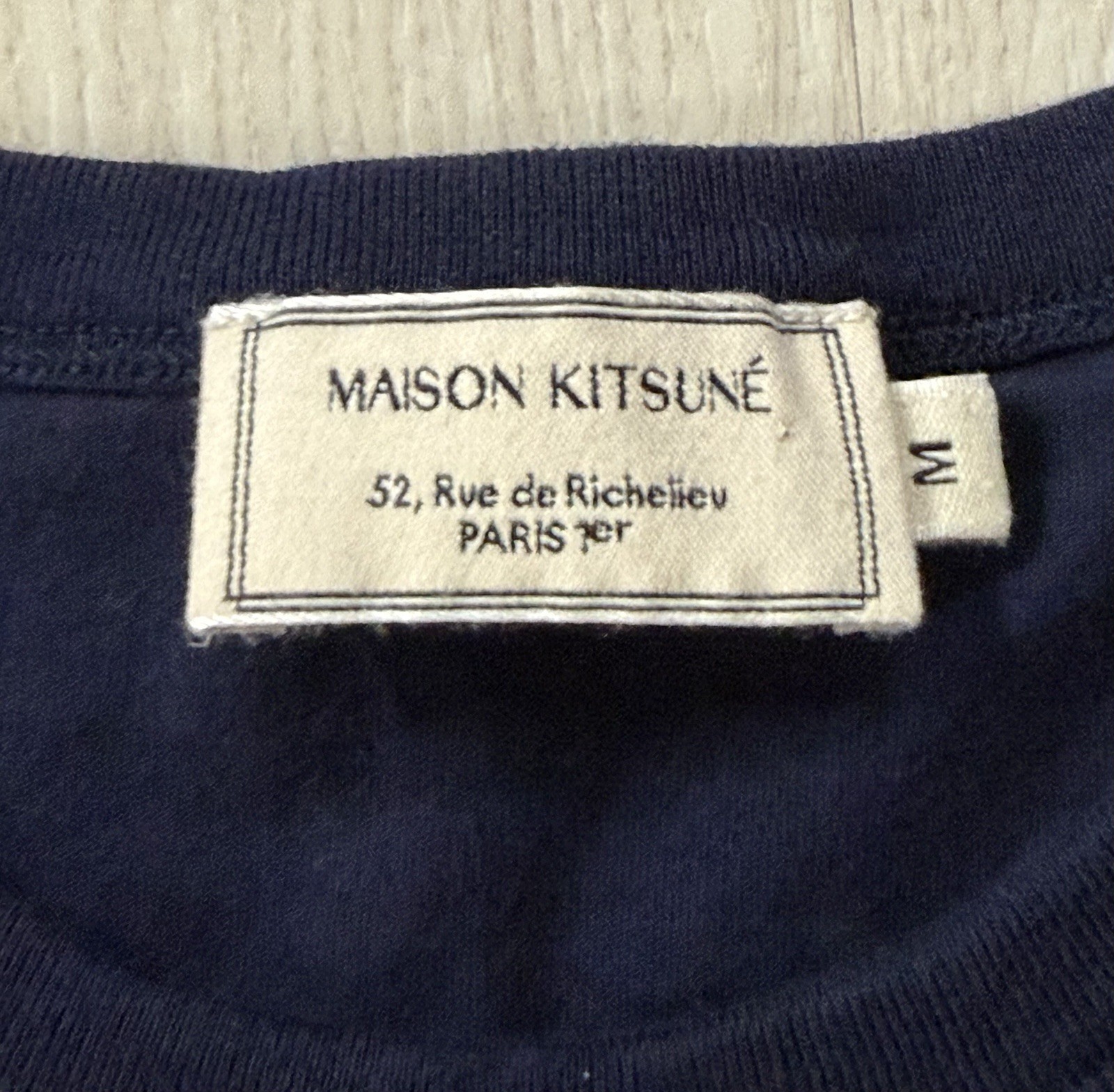 Maison Kitsuné ‘Tri Color Fox Patch’ Logo T-Shirt Medium Paris