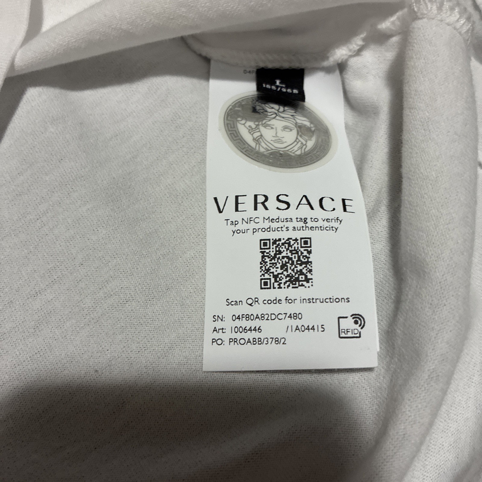 Versace White & Pink Silver Barocco Tee Shirt – L