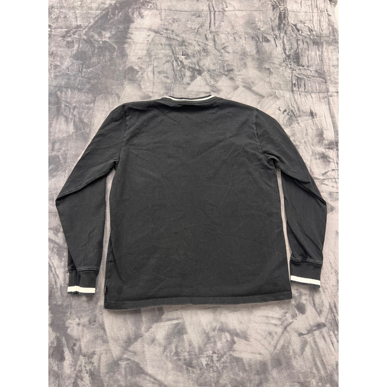 American Eagle Long Sleeve Shirt Mens Medium Black Stripe Crew Neck Skater Indie