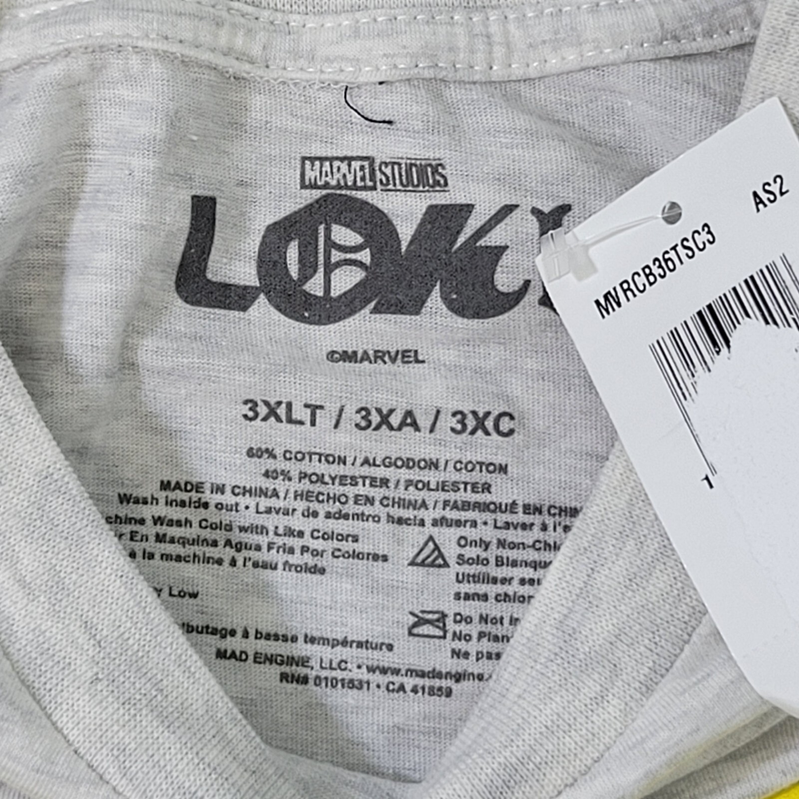 Marvel Comics Graphic T-Shirt Men’s 3XLT Light Gray Loki New