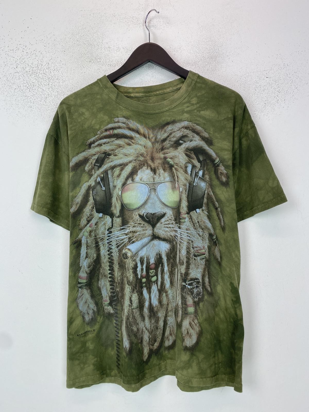 The Mountain Green Graphic T Shirt Animal Print Crew Neck Short Sleeve L