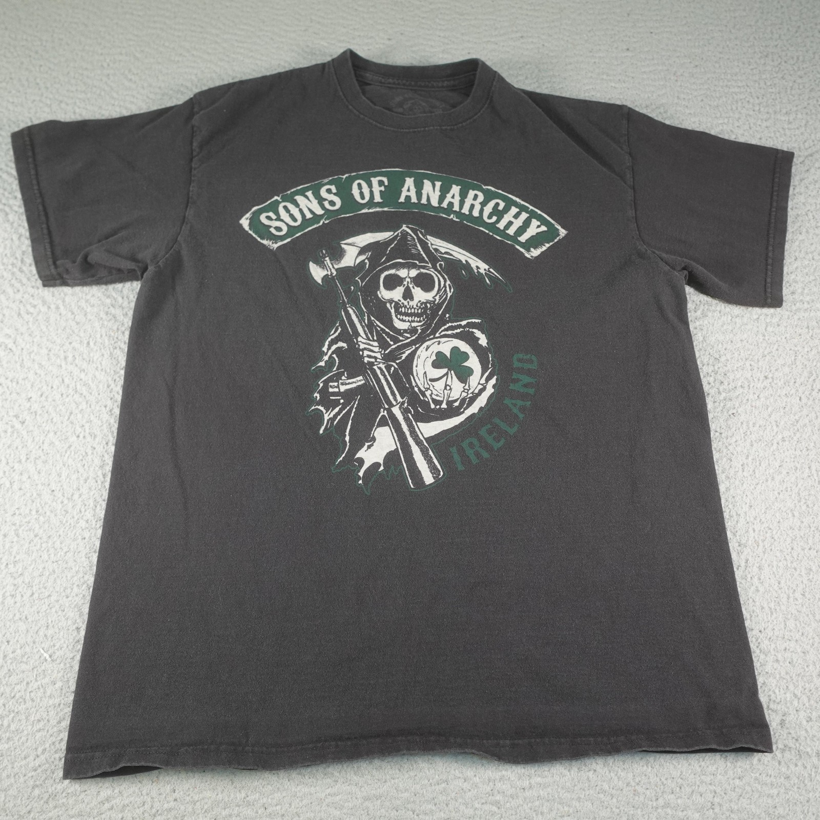 Sons Of Anarchy Shirt Mens Large Black Ireland Reaper Skull SOA TV Show Tee