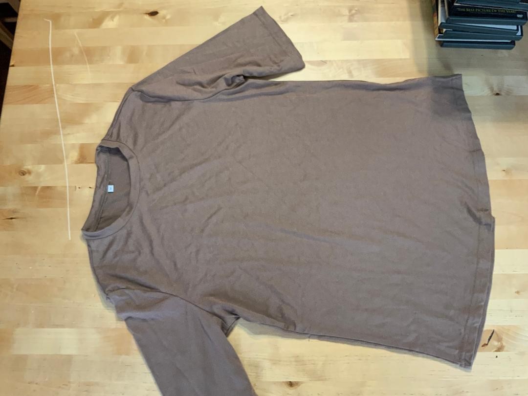 brown size medium short sleeve shirt polyester cotton spandex