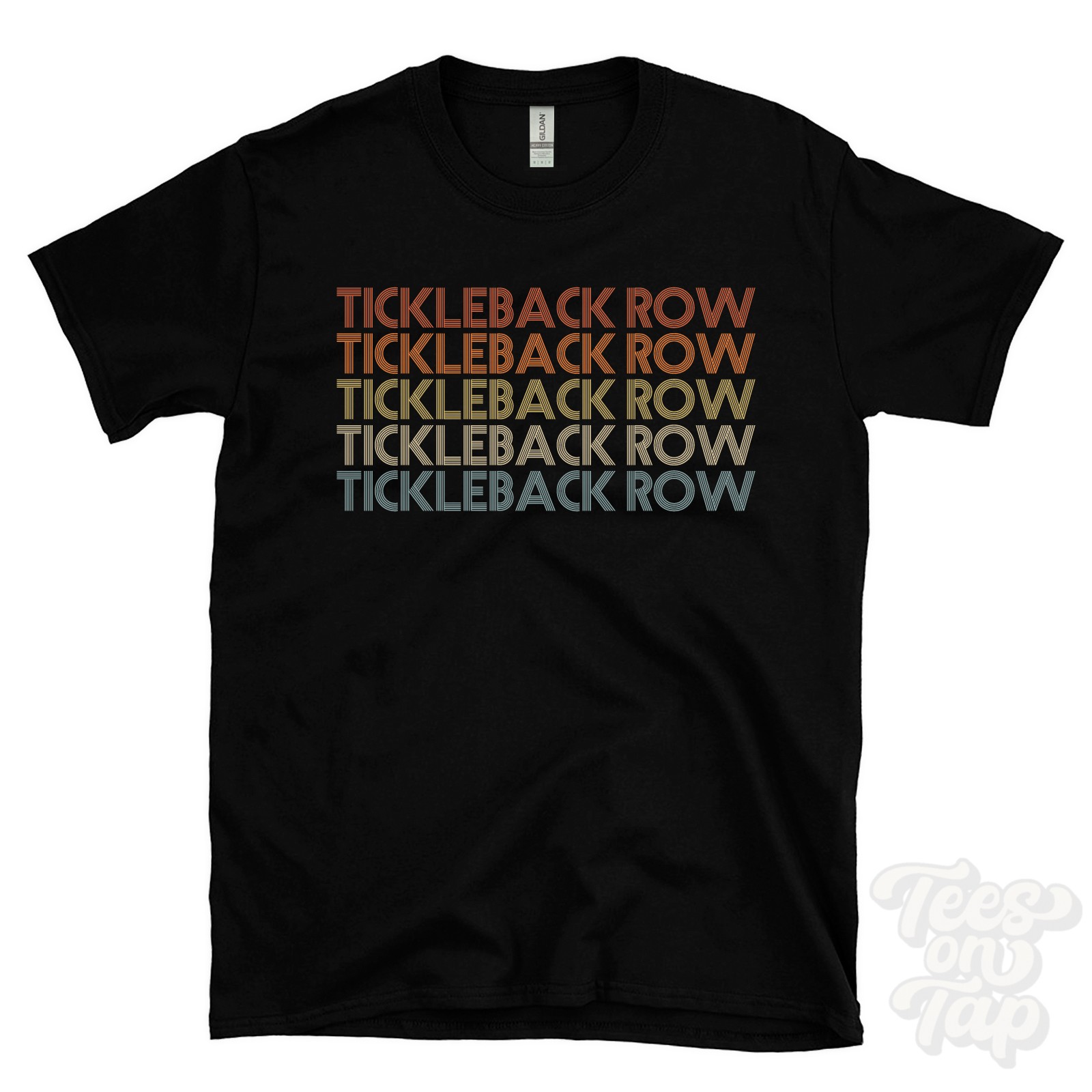 TICKLEBACK ROW REPEATED RETRO STYLE T-SHIRT mens & womens uk place name gift