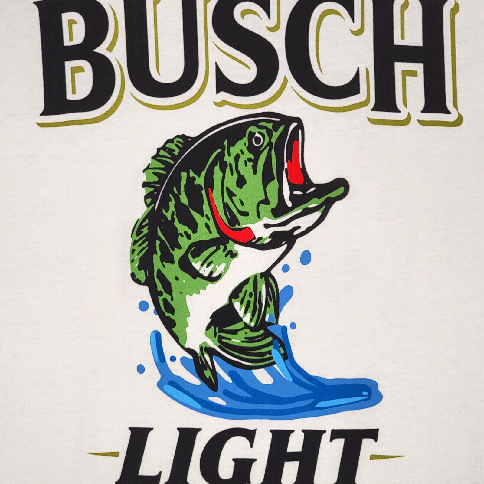 BUSCH LIGHT Beer Shirt Mens Small White Brew Fishing Bass Casual Hunting NWT