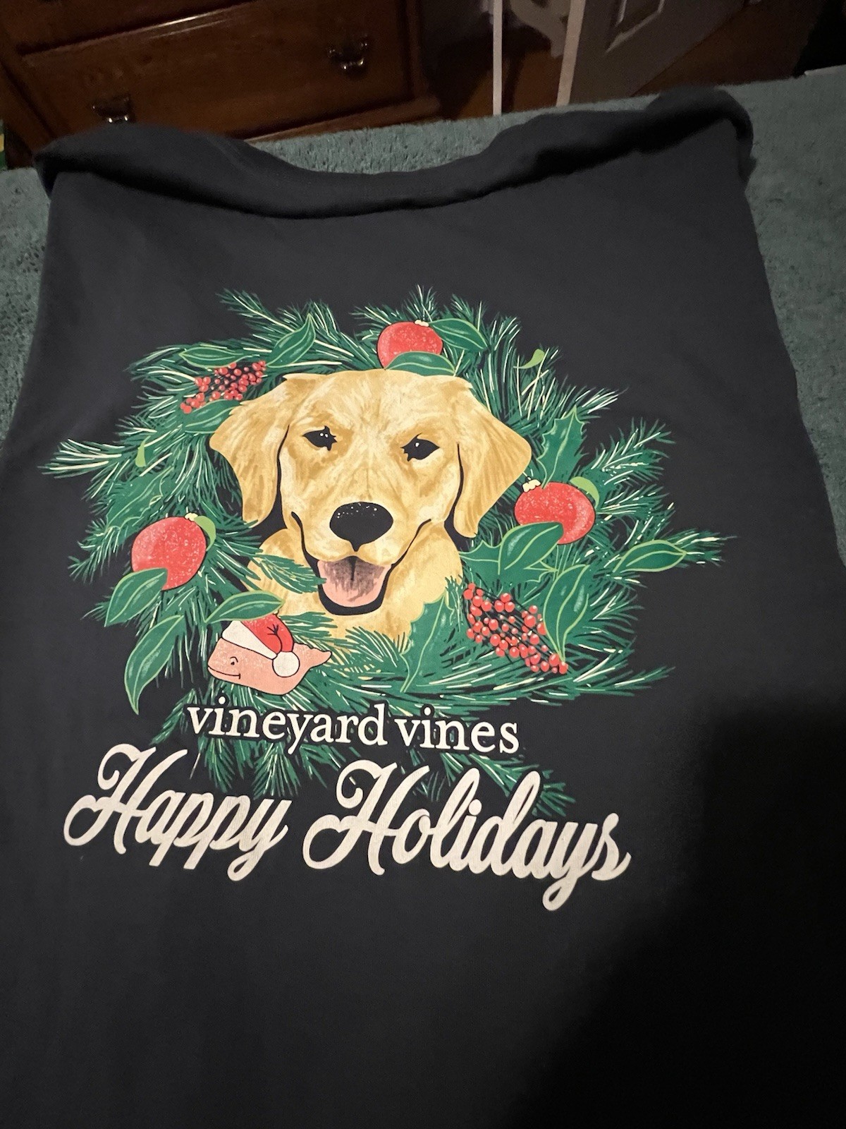 Vineyard Vines Holiday Dog Graphic Classic Fit Crew Neck Pocket T-Shirt XLT