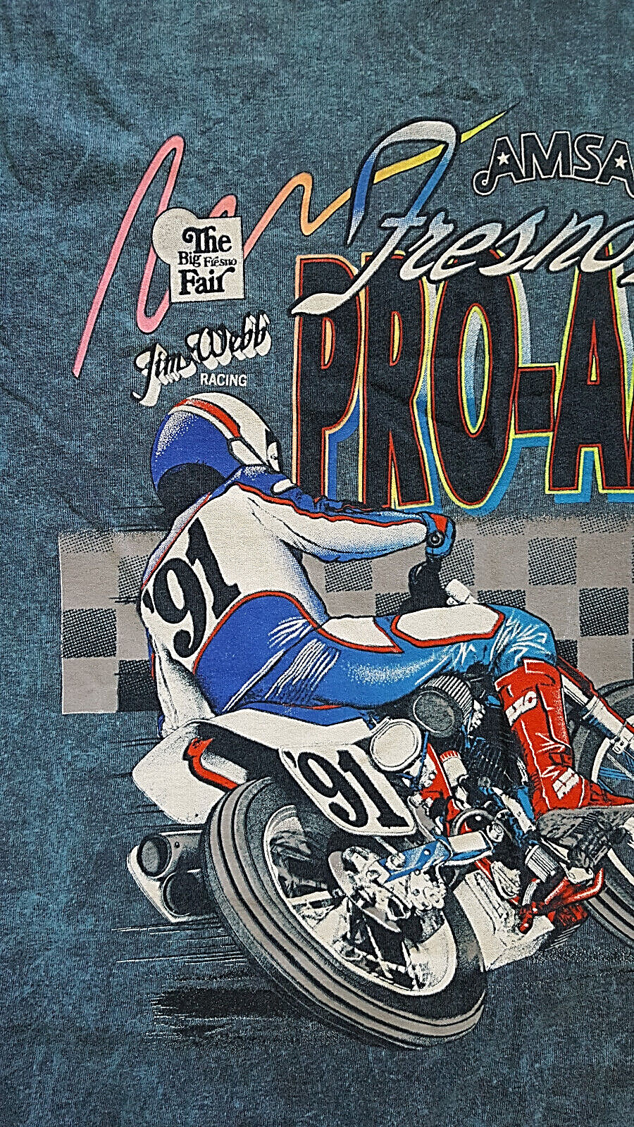 Vintage 1991 Fresno Speedway AMSA Motorcycle Race T-Shirt Single stitch
