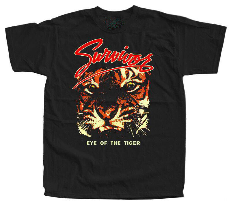 Vintage Survivor Band Eye Of Tiger Cotton S-5XL Unisex Black Tee Shirt