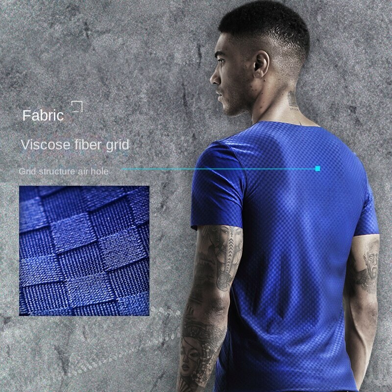 Men’s Undershirts Ice Silk T-Shirt Short Sleeve Seamless V-Neck Short Shirt