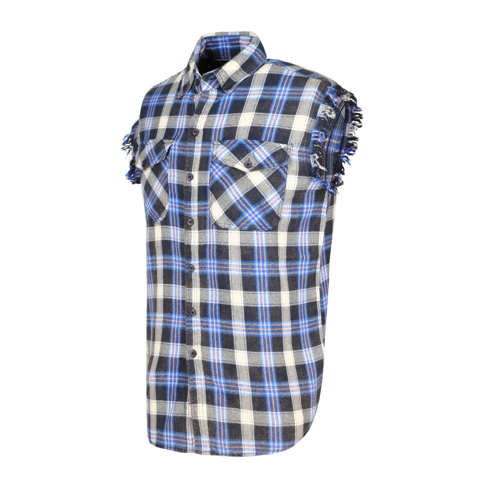 Men’s Plaid Flannel Casual Shirt– 100% Cotton Lightweight Sleeveless Shirt