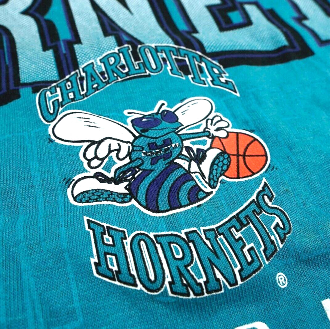 NWT Charlotte Hornets 90s Hooded T Shirt Mens XXL Jostens Teal NBA Basketball