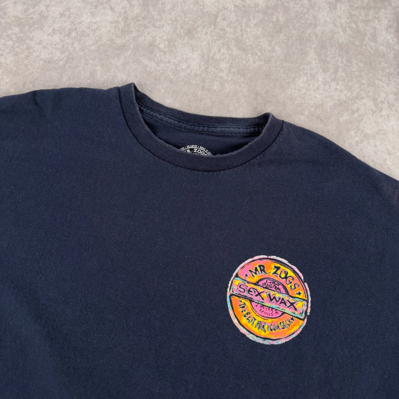 Mr Zogs Sex Wax T Shirt Navy Blue Surf Skate Graphic Tee