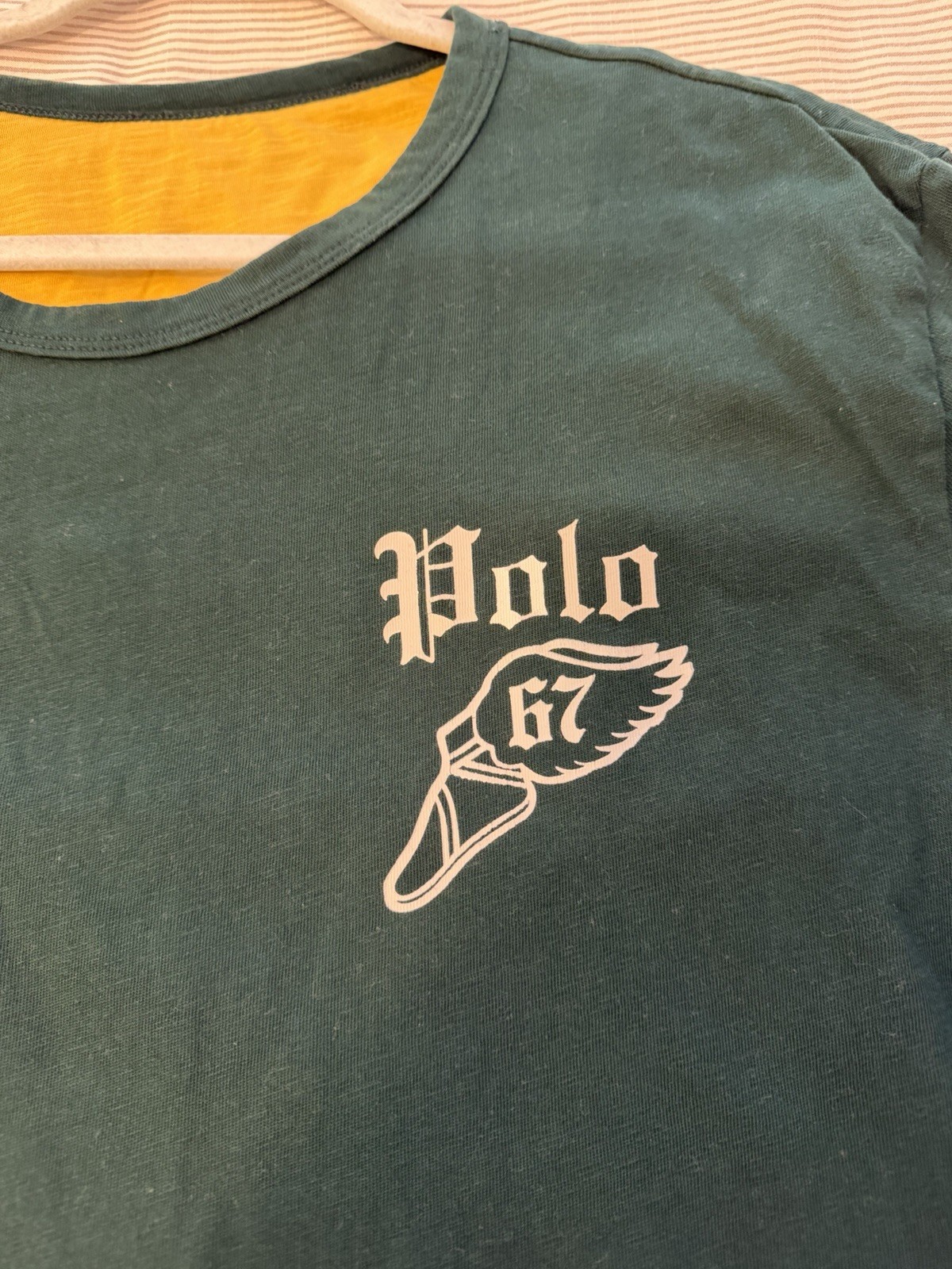 Polo Ralph Lauren Polo Athletic Reversible Heavyweight T Shirt Green Yellow
