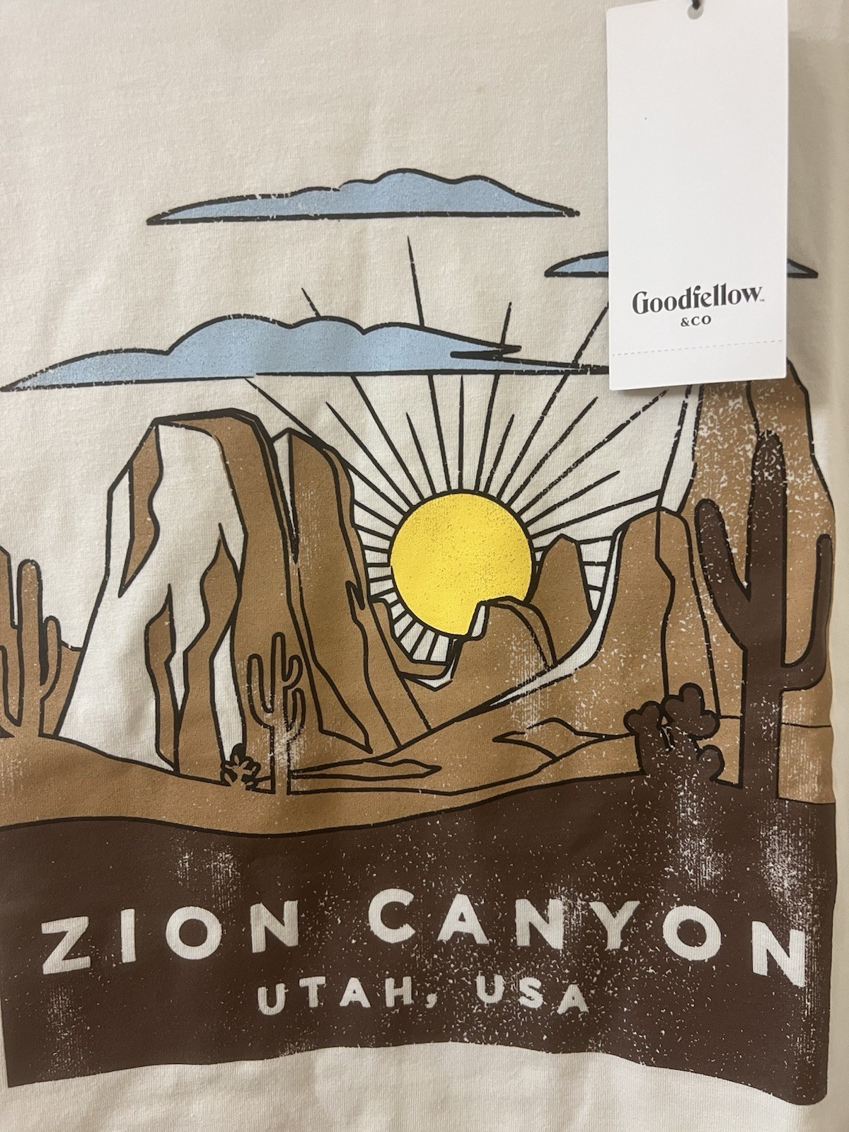 Goodfellow Men’s New! Off White Zion Canyon Graphic Tee In Size Medium NWT