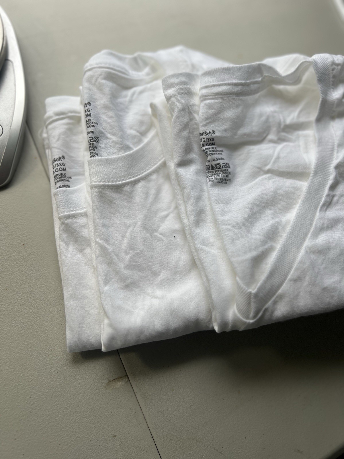 Basic White Short Sleeve T-Shirts Men’s 3XL Comfort soft, Set Of 3 One V Neck