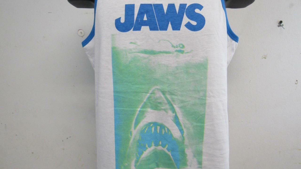 New Jaws Licensed Mens Size S Small White Tank Top Shirt