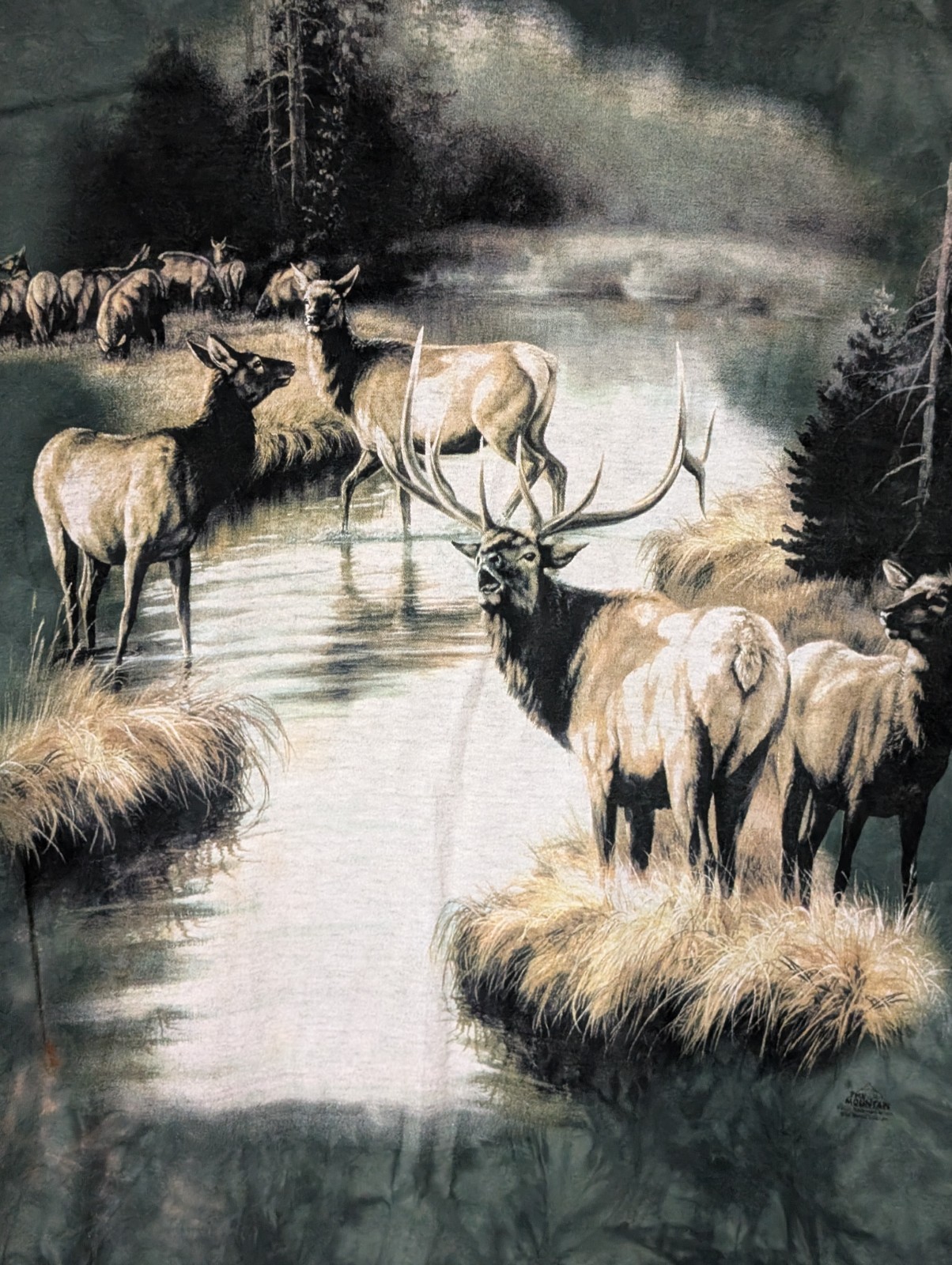 The Mountain Mens T-shirt Vintage Y2K Elk In A Forest Clearing Flawed XL #6738