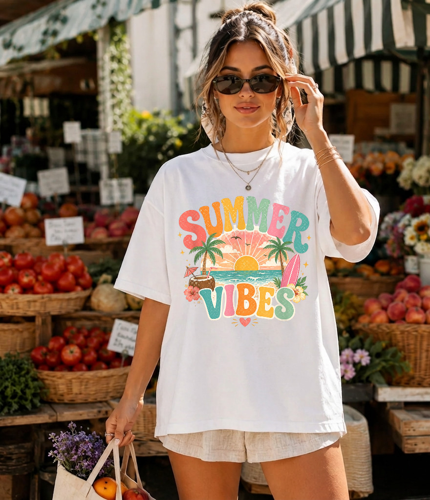 Comfort Colors® Summer Vibes Retro Beach Sunset Tropical Design T-Shirt