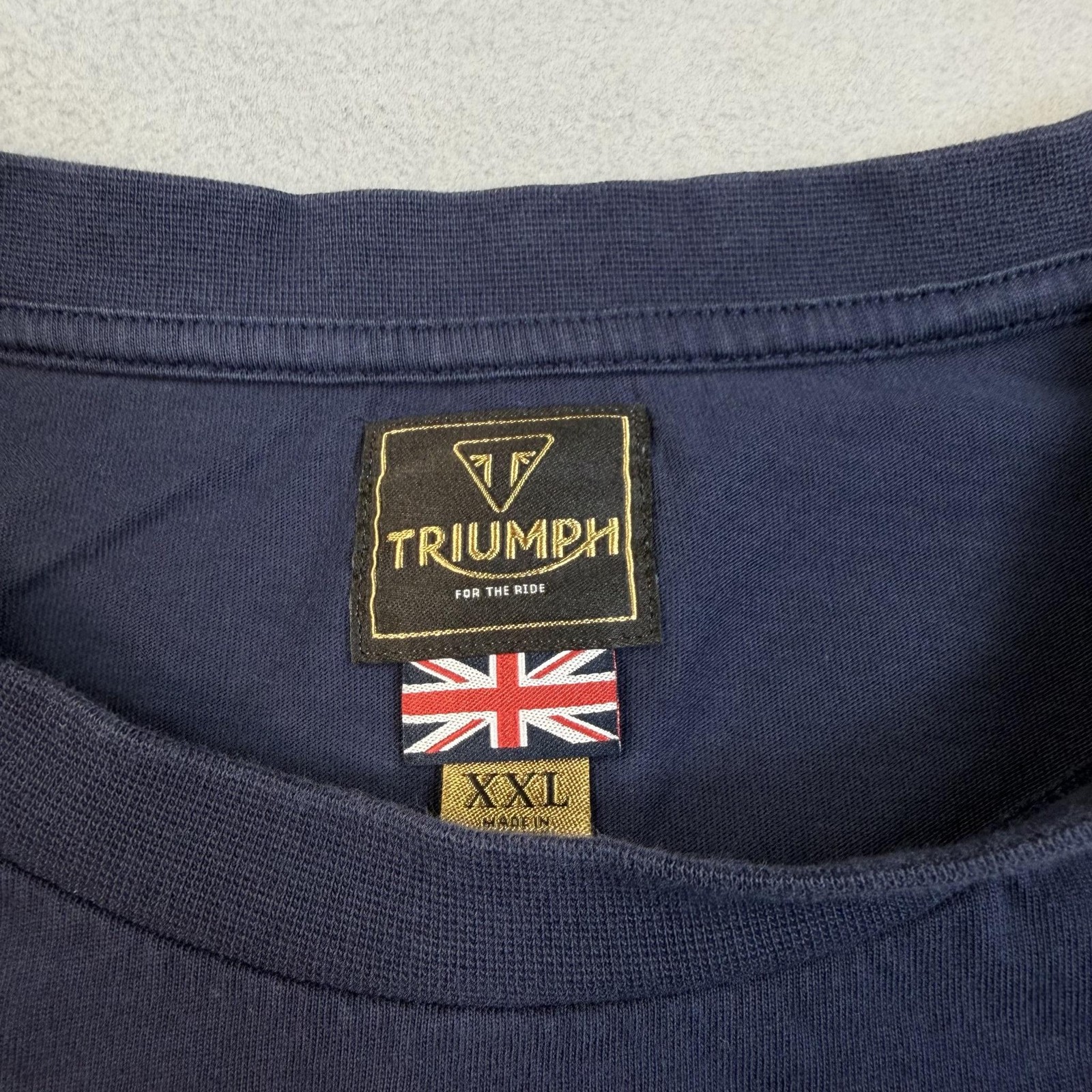 Triumph Shirt Mens 2XL Blue Motorcycles Burnham Arch Logo Graphic Tee Biker