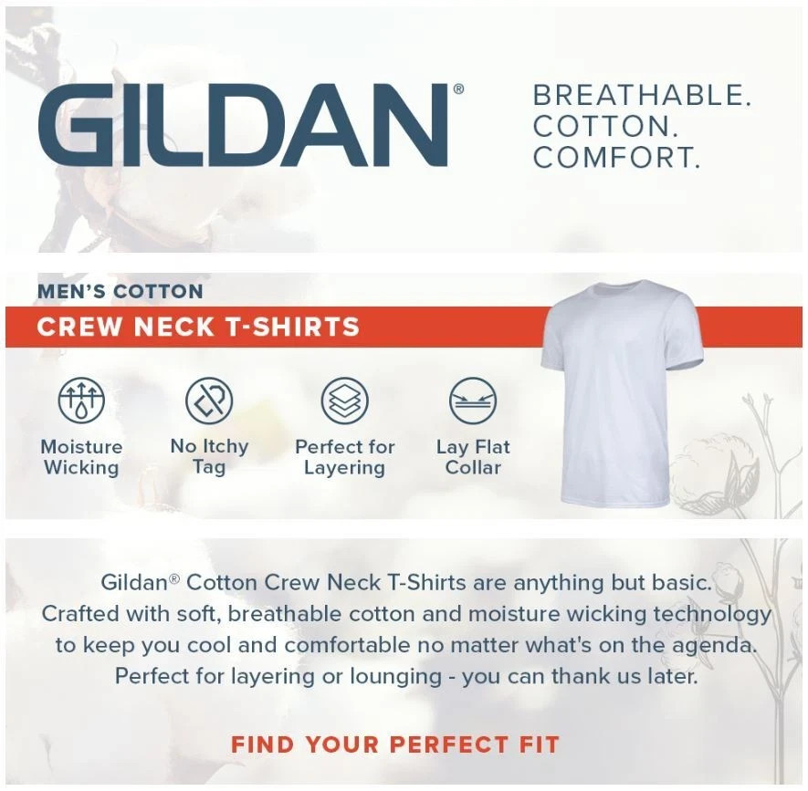 Gildan (5-pack) Bulk Solid Heavy Cotton Short Sleeve Blank Tee T-Shirt S-XL