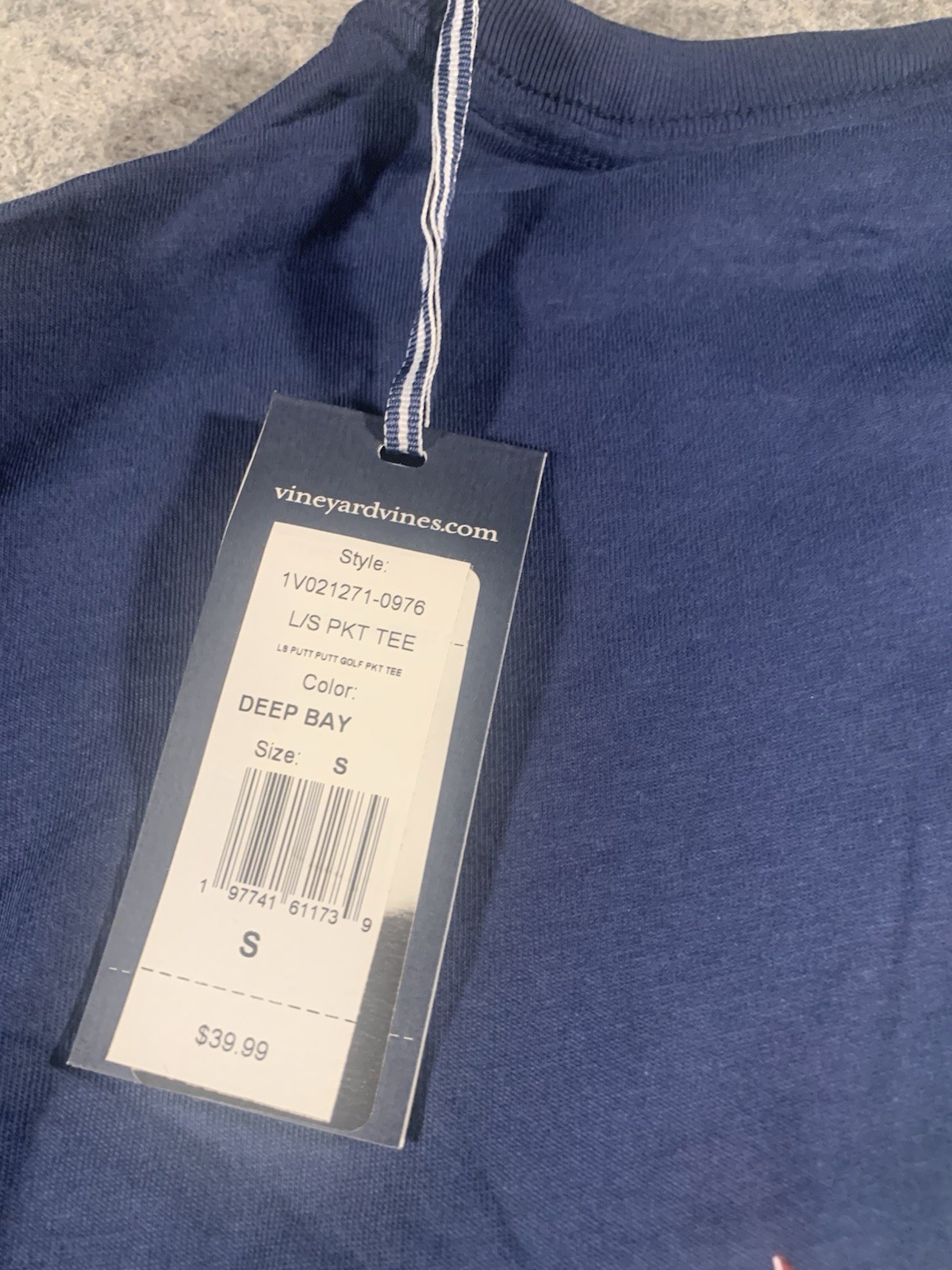 NWT Vineyard Vines Golf Putt Long-Sleeve Pocket Tee T-Shirt Blue Men’s Small NEW