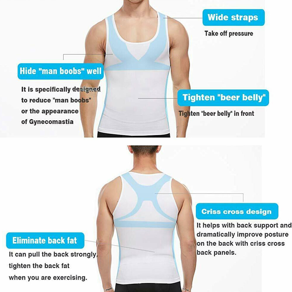 Mens Slim Shaper Body Vest Chest Belly Waist For Man Boobs Compression Tank Tops