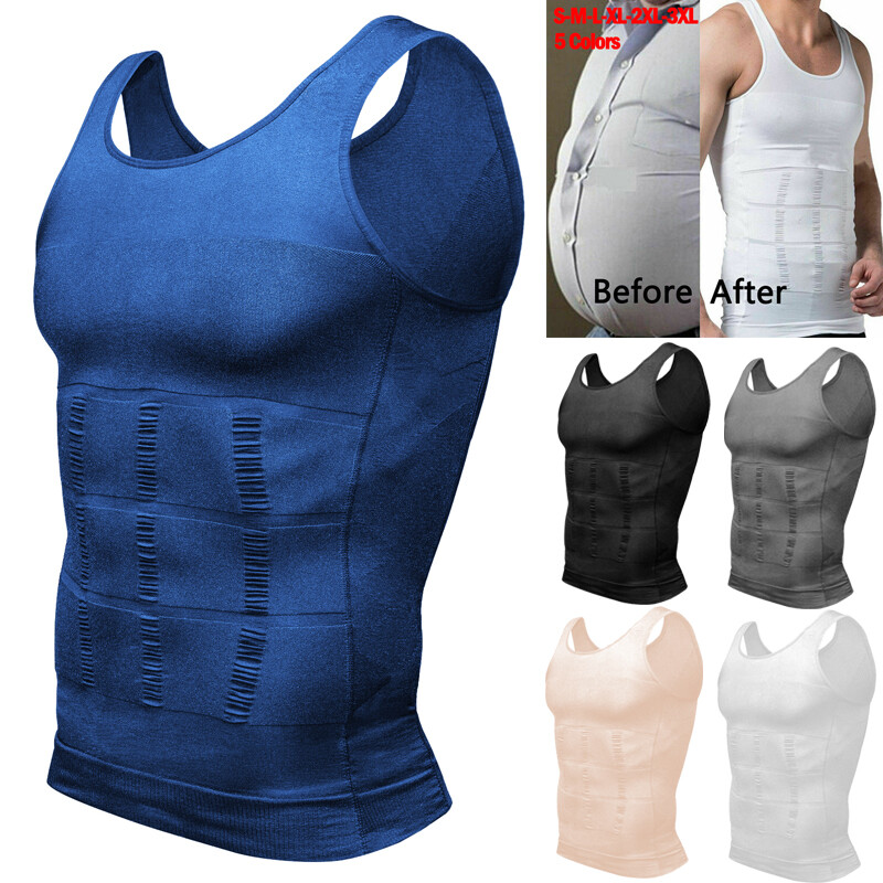 Mens Slimming Body Shaper Vest Gynecomastia Compression Shirts Tummy Control Top