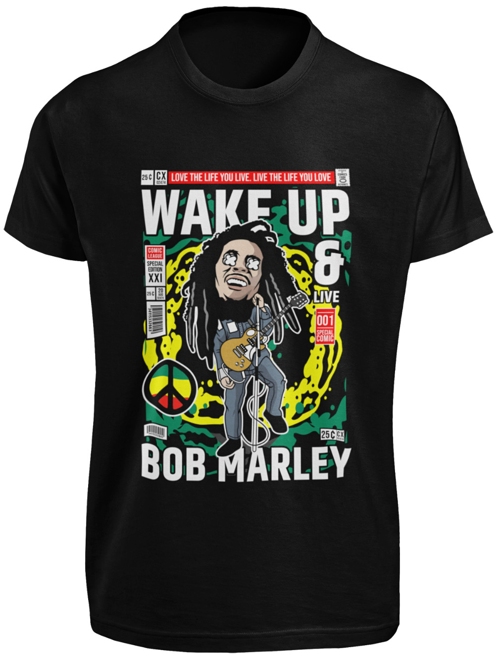 Bob Marley T SHIRT S-3XL 90s Music One Love Graphic Cartoon Freedom Fighter TEE