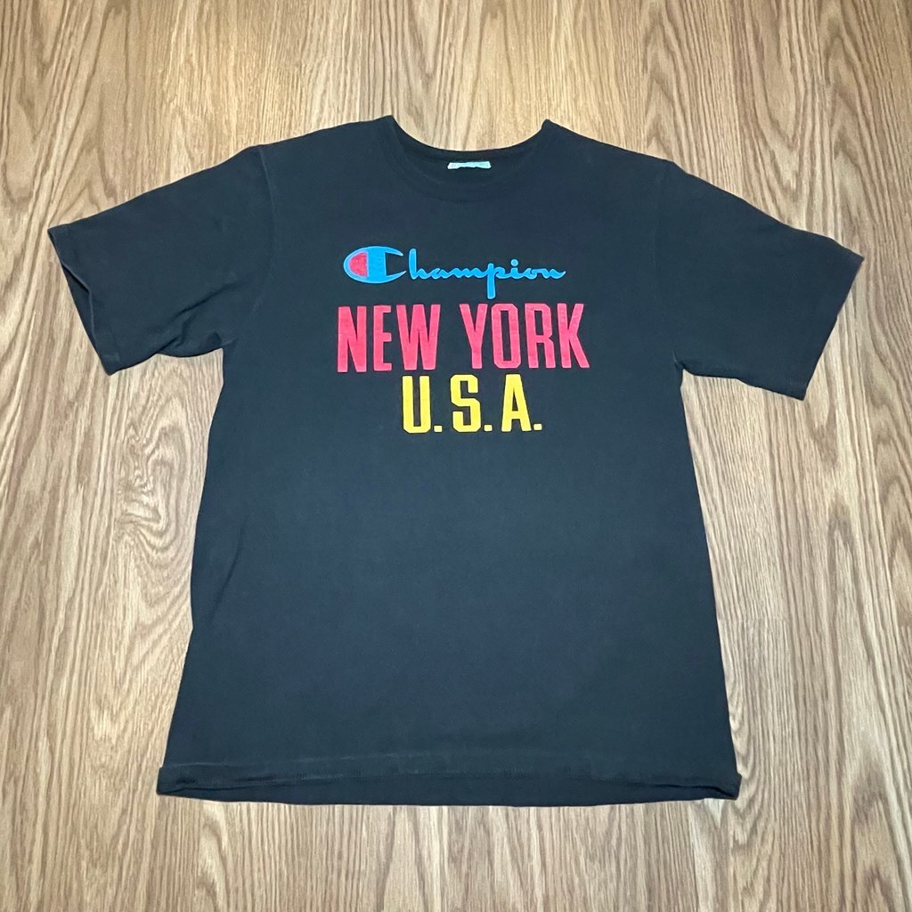 Vintage VTG Champion New York USA T Shirt Black NO TAG SEE DESC