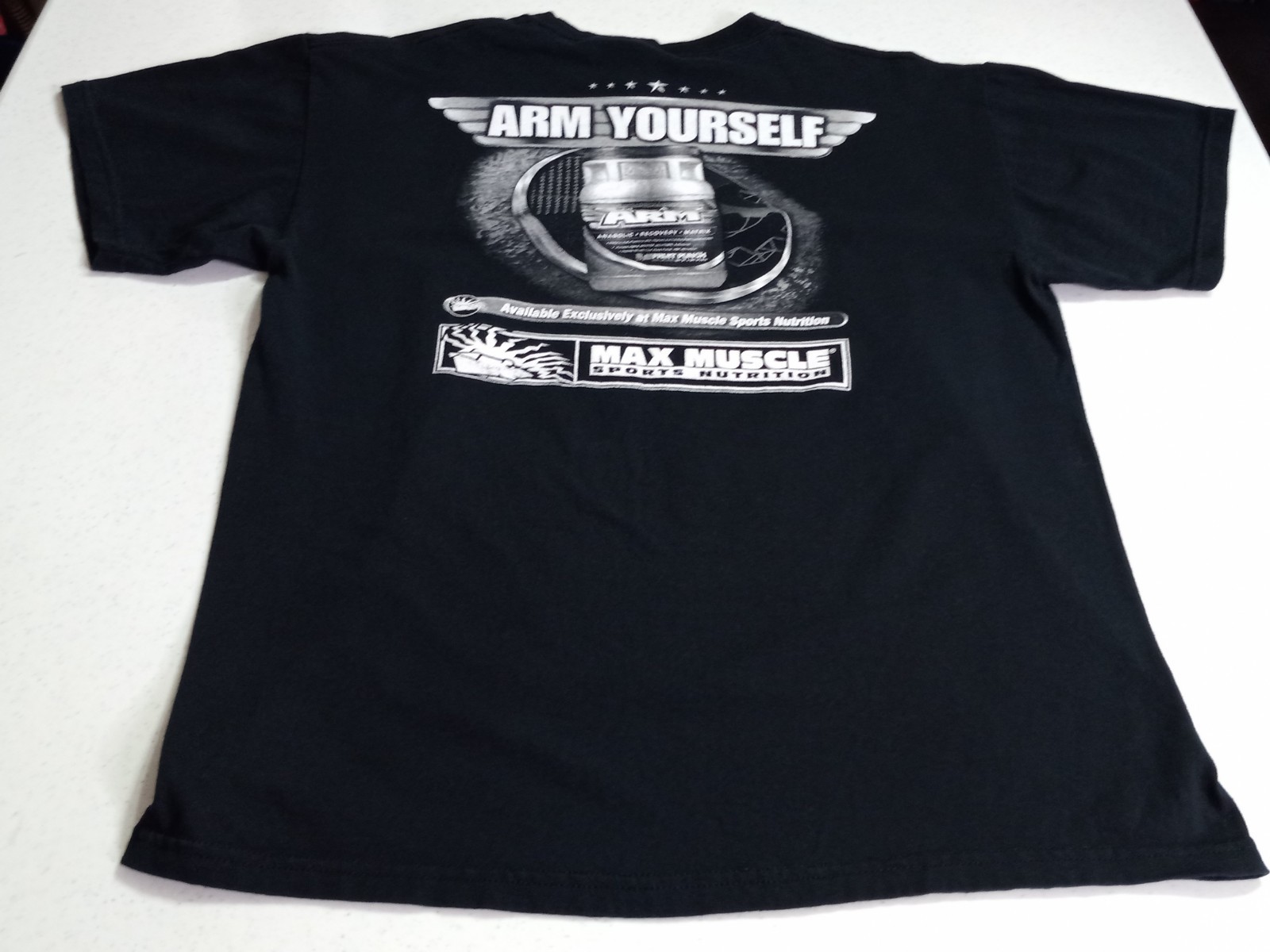 Vintage Max Muscle T-Shirt Mens Large Bodybuilding Gym Supplement Double-Sided
