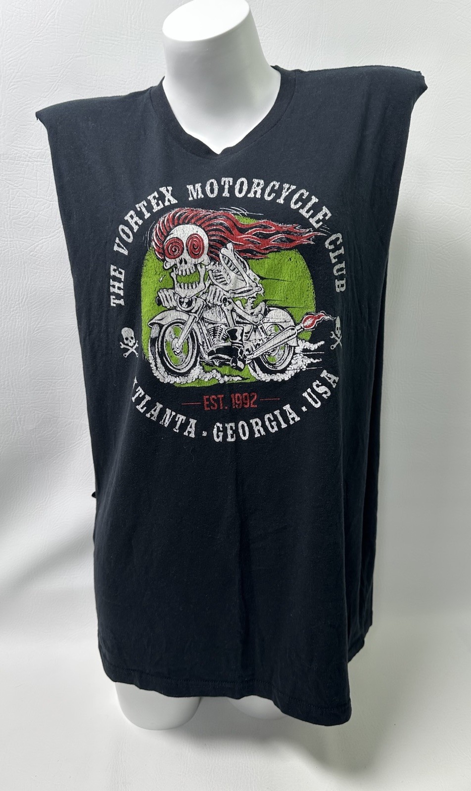 The Vortex Motorcycle Club Cutoff Muscle Tank Top T-Shirt Atlanta Georgia Sz XL