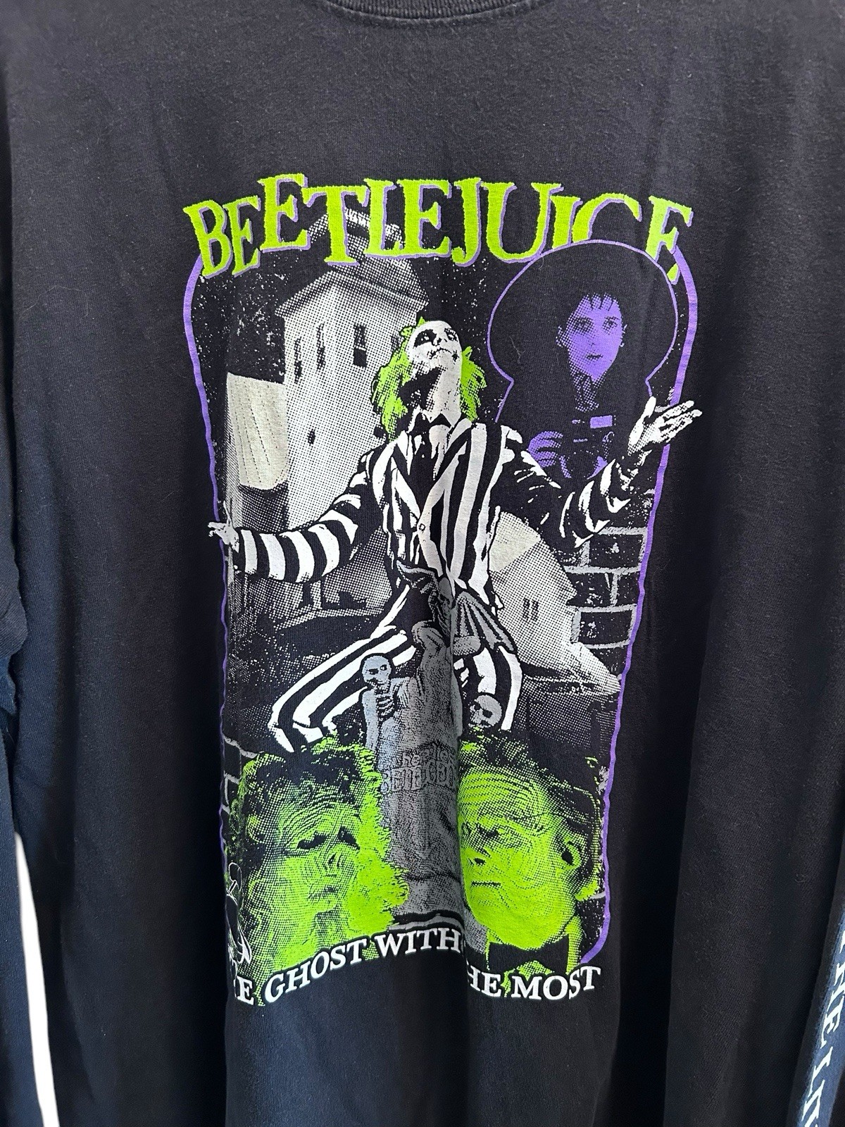 Y2K 2000’s Beetlejuice Tee Long Sleeve Double Sided Movie Promo Sleeve Hits Rare