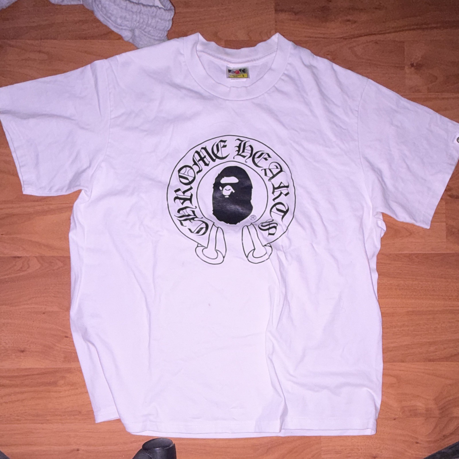 A Bathing Ape BAPE x Chrome Hearts Baby Milo White Graphic Tee Men’s L two stain