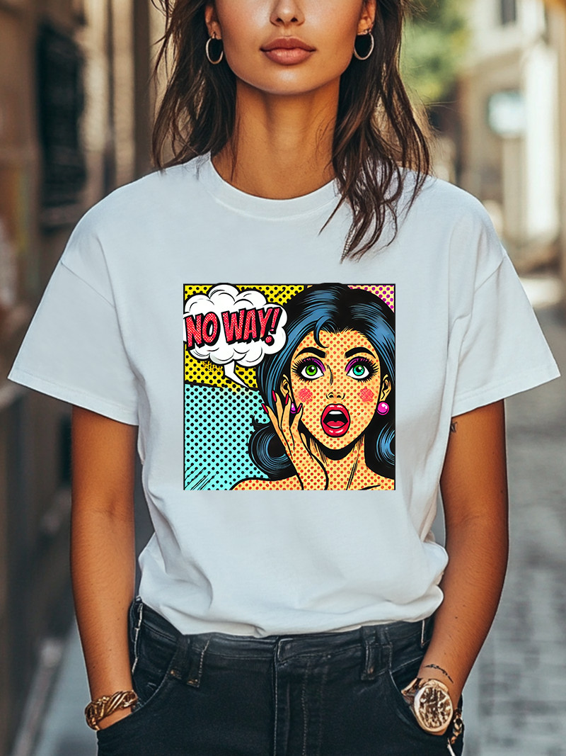 Retro Pop Art T-Shirt “No Way!” Colorful Comic Style Men Women Unisex T-Shirt
