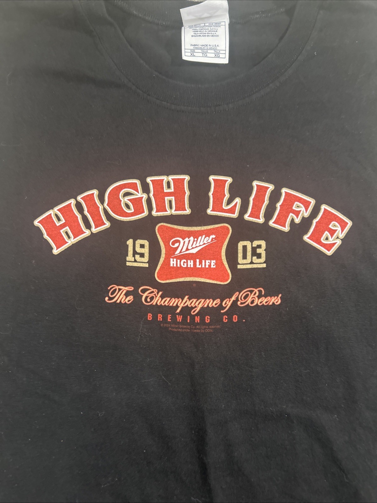 Miller High Life Cut Off T Shirt Size XL AAA Tag USA Vintage