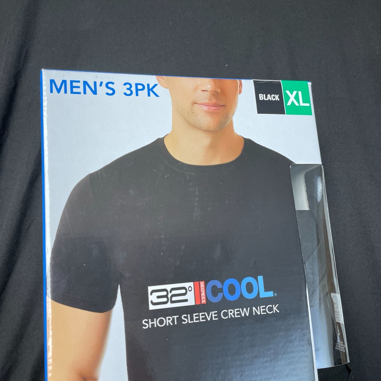 3 Pack 32 Degrees Cool Men’s XL Short Sleeve Crew Neck T-Shirts Black e1713