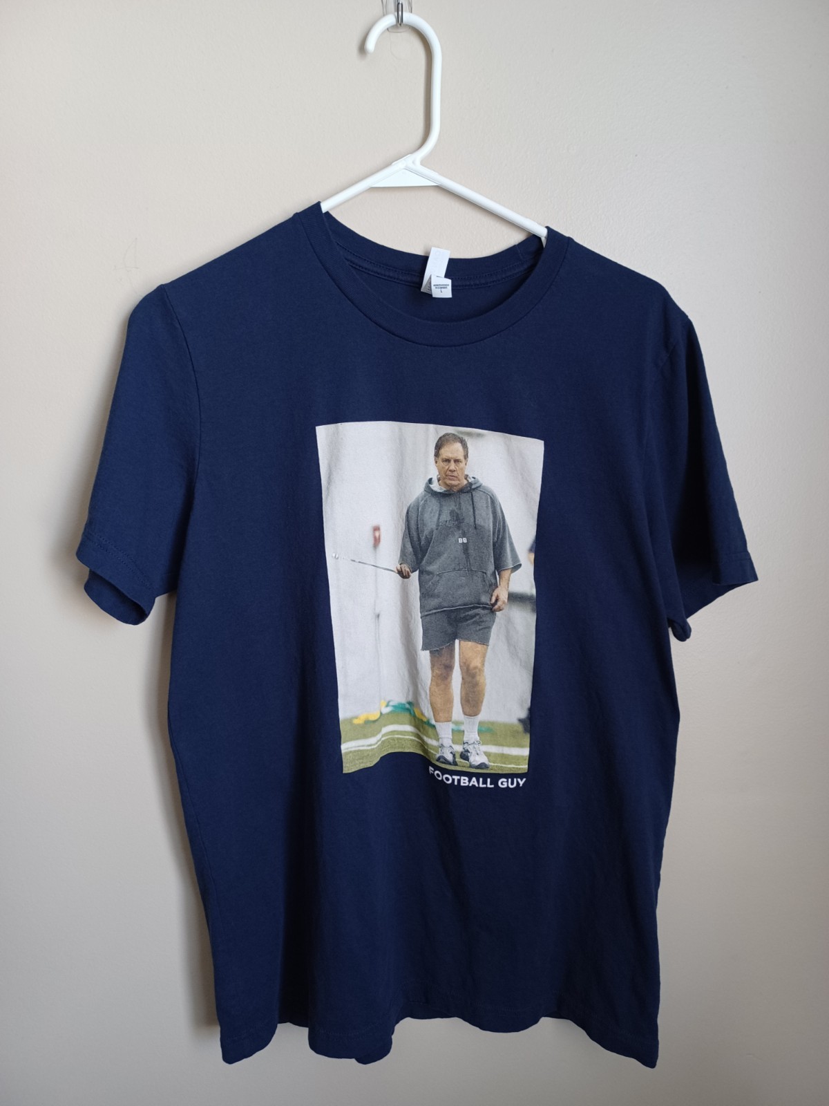 Men’s Size Large Dark Blue Football Guy Barstool Sports Bill Belichick T-Shirt