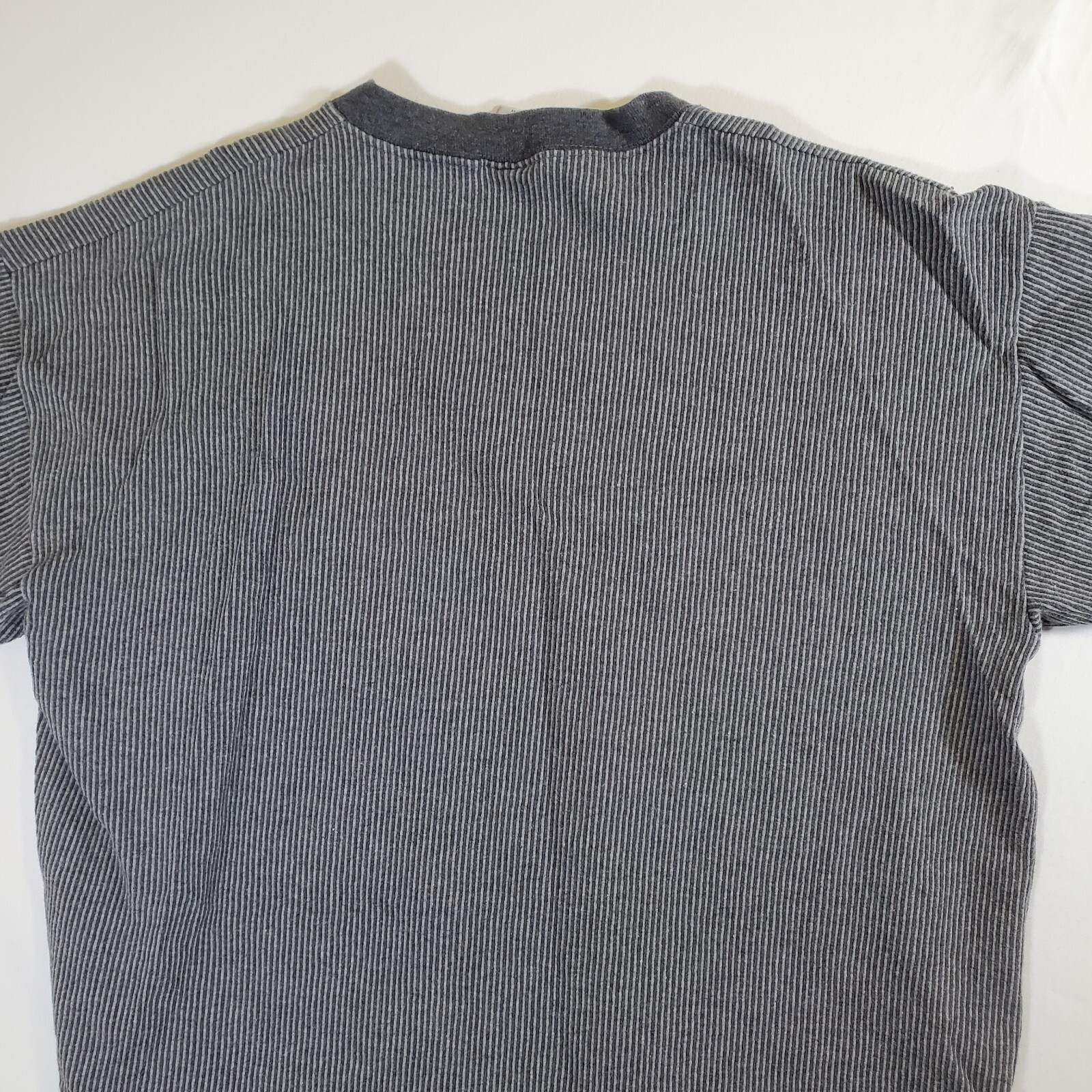 Cal Cru Gray Ribbed Polycotton Made in USA VTG 80s 90s XL TShirt T-Shirt Top
