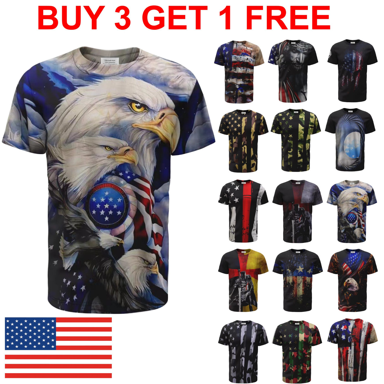 USA Distressed Flag Men’s T Shirt Patriotic American Plain Flag Gym Workout Tee