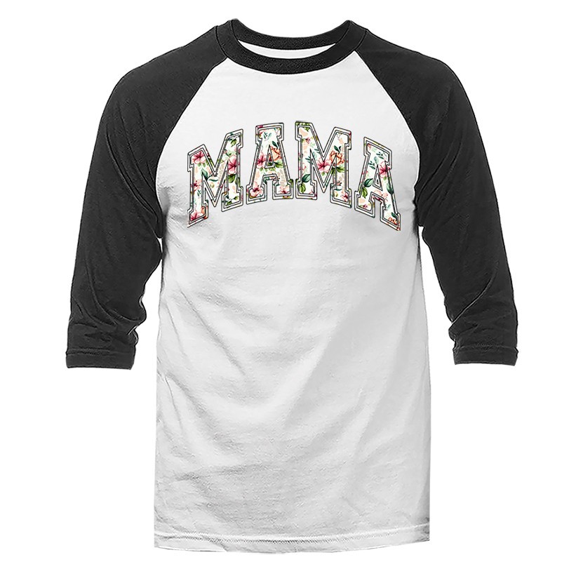 Floral Mama Varsity Mother’s Day Gift 3/4 Sleeve Unisex Raglan