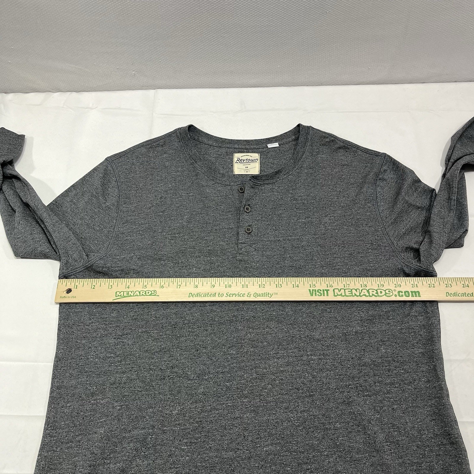 Revtown Shirt Mens Large Gray Henley Long Sleeve Lightweight Popover Casual