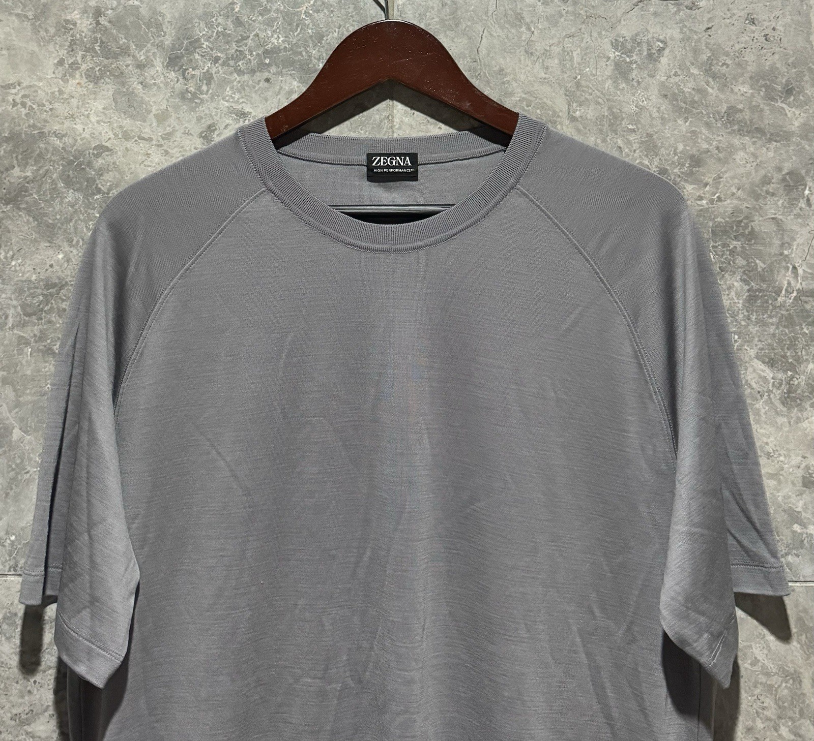 ZEGNA Men’s ‘High Performance’ Wool T-Shirt Light Grey Size XXL / 2XL $920+ NEW