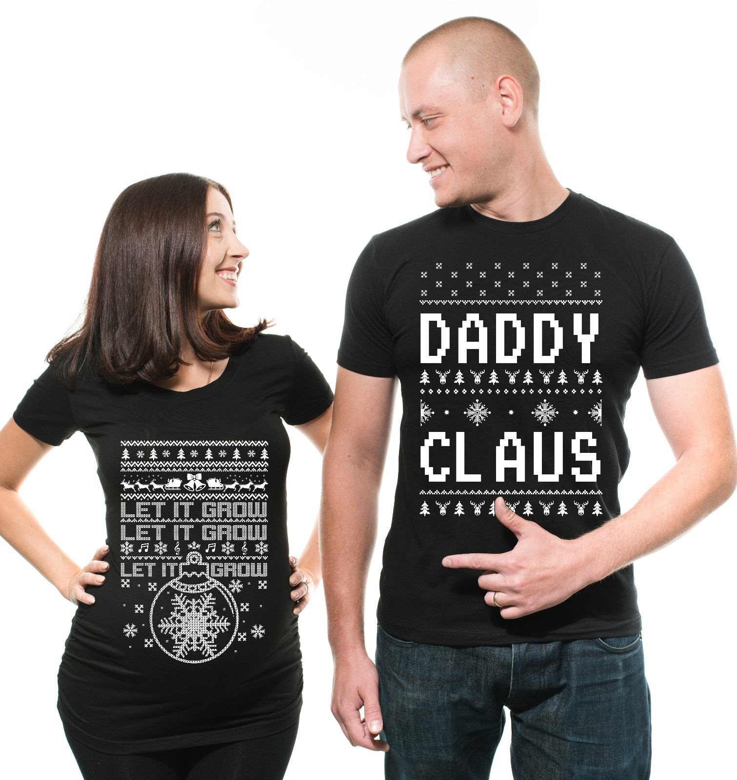 Funny Christmas Couple Maternity Shirts Let it Grow pregnancy Tee Shirt Xmas